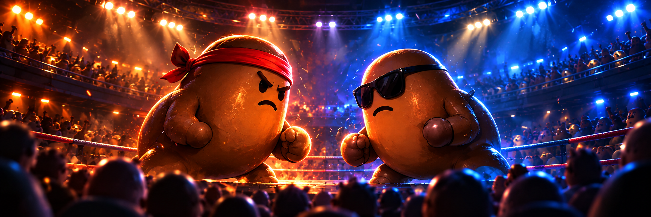 Two Beans facing off in the BeanBattle arena